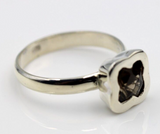 Size N Genuine Sterling Silver Smoky Quartz Clover Ring - Free express post