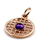Copy of 9ct Genuine Yellow, Rose or White Gold 13.5mm Cabochon Amethyst Filigree disc round circle pendant