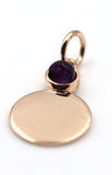 9ct Genuine Yellow, Rose or White Gold 11mm Cabochon Amethyst Disc Round Circle Pendant