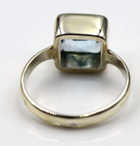 Size M / 6 Genuine Sterling Silver Blue Square 8mm Topaz Ring -Free express post