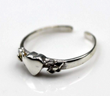 Kaedesigns New Genuine Sterling Silver Heart Flower Toe Ring *Free Post in oz