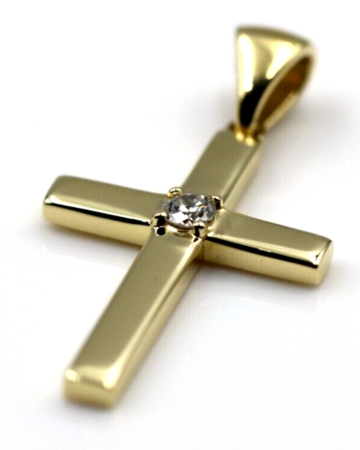 Genuine Solid 18ct 18kt 750 Yellow, Rose or White Gold 10pt Diamond Cross Pendant