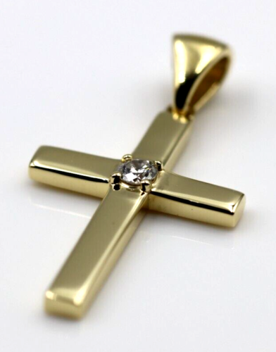 Genuine Solid 18ct 18kt 750 Yellow, Rose or White Gold 10pt Diamond Cross Pendant