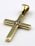 Genuine Solid 18ct 18kt 750 Yellow Gold 10pt Diamond Cross Pendant