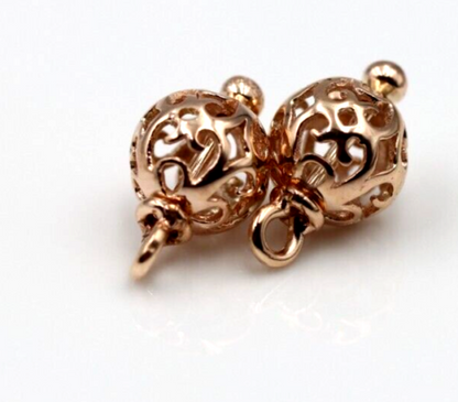 Genuine New 9k 9ct Yellow, Rose or White Gold 7.7mm Ball Filigree Balls For Charm Earrings