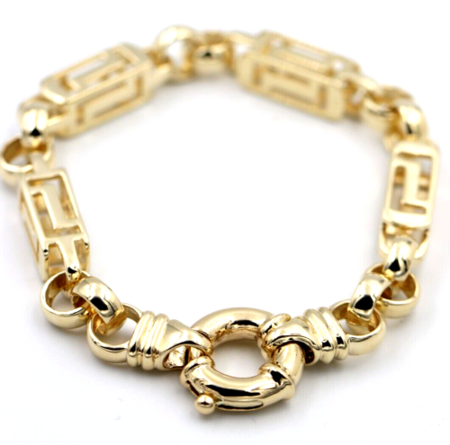 Heavy Solid 9ct Yellow,  Rose or White Gold Solid Belcher & Greek Key Bracelet