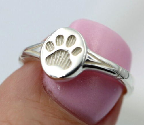 Genuine Size N Sterling Silver Dog / Animal Signet Paw Ring