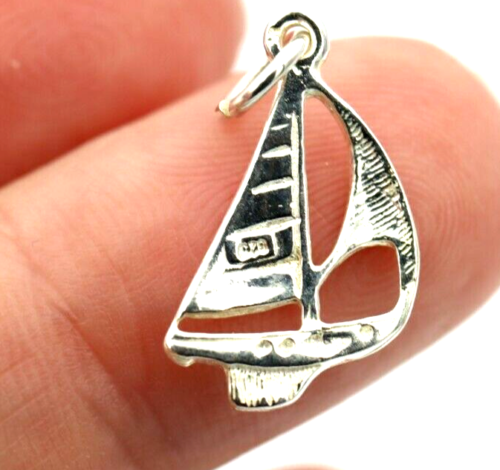 Genuine New 9ct Yellow Gold or Sterling Silver Solid Yacht Boat Pendant or Charm