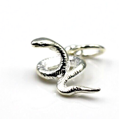 Genuine 925 Sterling Silver Snake Charm Or Pendant