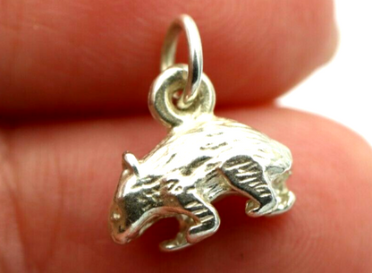 Sterling Silver Small Australian Wombat Charms or Pendant