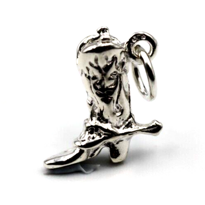 Genuine Sterling Silver 925 Cowboy Boot Charm Pendant