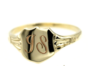 9ct Solid Yellow, Rose or White Gold Large Signet Ring In Your Size P Plus Engraving 2 Initials