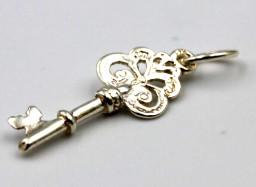 Sterling Silver 925 Fancy Key 18th or 2st Pendant Or Charm