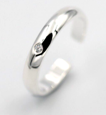 Kaedesigns New Genuine Sterling Silver Cubic Zirconia Plain Dome Toe Ring