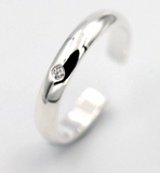 Kaedesigns New Genuine Sterling Silver Cubic Zirconia Plain Dome Toe Ring