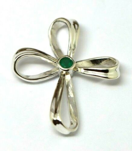 Kaedesigns, New Genuine Sterling Silver Cross Emerald Set Cross  Pendant