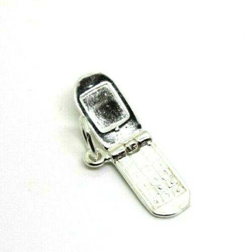 Sterling Silver 925 Solid 3D Mobile flip Phone Telephone Pendant