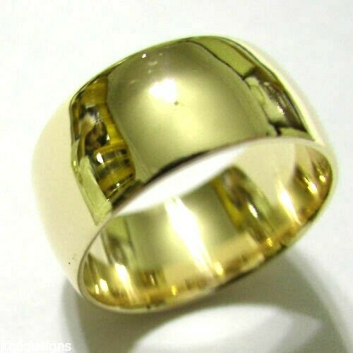 Genuine Size P / 7.5 14ct Yellow, Rose or White Gold Solid 10mm Wide Dome Ring Comfort