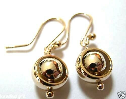 Kaedesigns, Genuine 9ct 9kt Yellow, Rose or White Gold Spinning Belcher Ball Drop Earrings