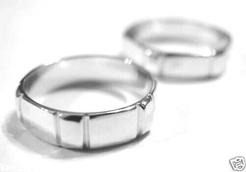 Kaedesigns Genuine Solid His & Hers Solid 9ct 9K White Gold Wedding Bands Couple Rings