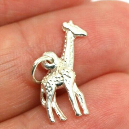 Sterling silver Giraffe + jump Pendant Zoo Animal African Safari Pendant or Charm