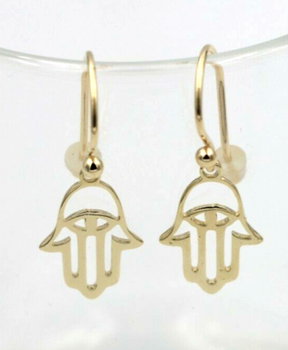 Kaedesigns Genuine New 9ct 9kt Yellow, Rose or White Gold Hand Symbol Hook Earrings