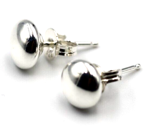 Genuine New Sterling Silver Flat Flattened 6mm Stud Ball Earrings