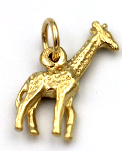 Genuine 9ct Yellow Gold Giraffe + jump Pendant Zoo Animal African Safari Pendant or Charm