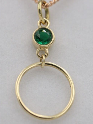 New 9ct Genuine Yellow, Rose or White Gold Green Round Emerald Round Circle Pendant