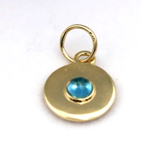 Genuine 9ct Genuine Yellow, Rose or White Gold 12mm Cabochon Topaz disc round circle pendant