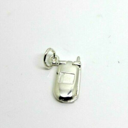 Sterling Silver 925 Solid 3D Mobile flip Phone Telephone Pendant