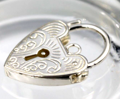 Genuine 15mm Sterling Silver 925 Engraved Heart Padlock Locket