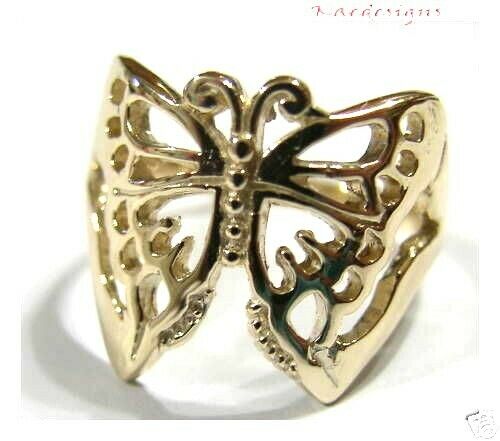 Solid 9ct White Or Rose Or Yellow Gold Large Butterfly Ring Choose Size 236