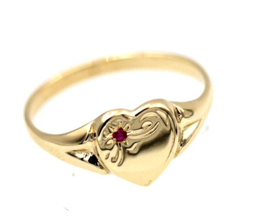 Genuine 9ct 9K Yellow Gold Ruby (Birthstone- July) Signet Ring 265