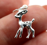 Genuine Sterling Silver 925 Baby Deer Fawl 3D Pendant Or Charm
