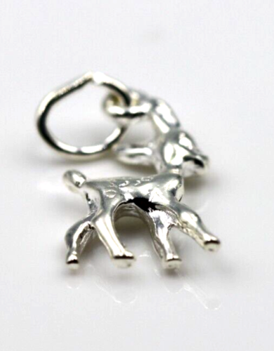 Genuine Sterling Silver 925 Baby Deer Fawl 3D Pendant Or Charm