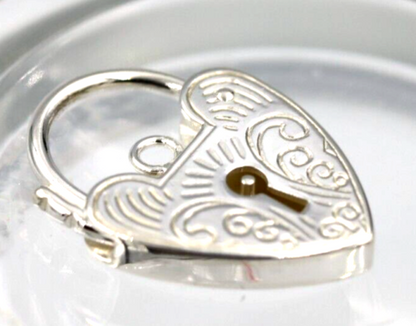 Genuine 15mm Sterling Silver 925 Engraved Heart Padlock Locket