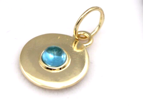 Genuine 9ct Genuine Yellow, Rose or White Gold 12mm Cabochon Topaz disc round circle pendant