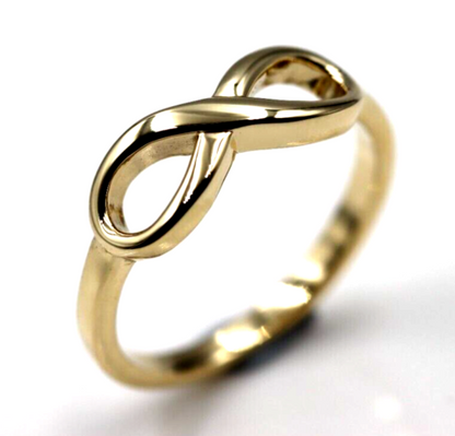 Kaedesigns, Genuine Solid Delicate Genuine 9ct Yellow, Rose & White Gold Infinity Ring Size K