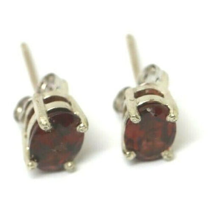 Genuine 9ct 9k Yellow or White Gold Genuine Natural Oval Garnet Stud Earrings