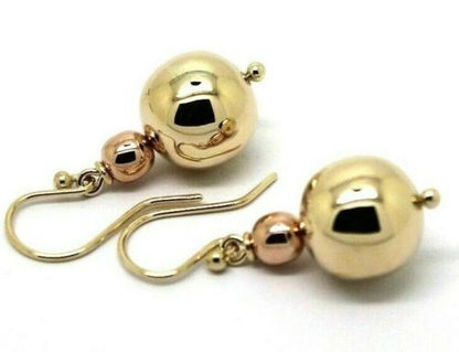 Kaedesigns Genuine Huge 9ct 9K Yellow & Rose Gold Hook Ball Drop Earrings