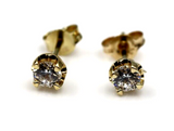 Genuine New 9ct Yellow Gold Claw-set Round 5mm Cubic Stud Earrings -Free post