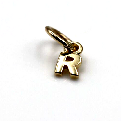 Genuine 9ct 9kt Genuine Tiny Very Small Yellow, Rose or White Gold Initial Pendant Charm R