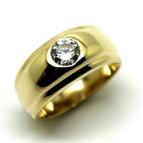 Size T Genuine 9ct Yellow, Rose or White Gold 9mm Wide Dome Ring With Cubic Zirconia Dress Ring