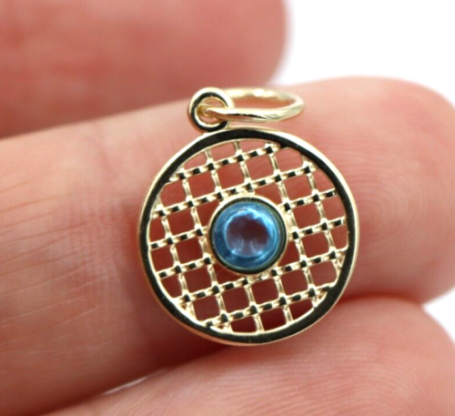 9ct Genuine Yellow, Rose or White Gold 13.5mm Cabochon Topaz Filigree disc round circle pendant