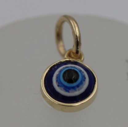 Genuine 9ct Yellow, Rose or White Gold Greek 7mm Mati Nazar Lucky Evil Eye Charm or Pendant