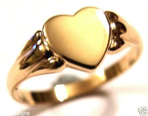 Size K, Kaedesigns, Genuine New Childs Solid 9ct 375 Yellow, Rose & White Gold Heart Signet Ring 324