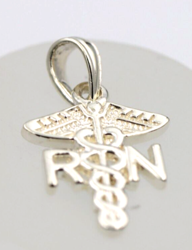 Sterling Silver RN Registered Nurse Serpent Pendant / Charm