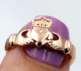 Kaedesigns Size O New 14ct 585 Heavy Yellow, Rose or White Gold Irish Claddagh Ring