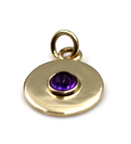 Genuine 9ct Genuine Yellow, Rose or White Gold 12mm Cabochon Purple Amethyst Disc round circle pendant